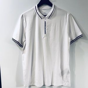 Armani Exchange White & Black Men’s Zip Up Polo